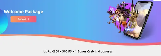 Bonus dobrodošlice u Cadoola Casinu s animiranim likovima, dvorcem i pametnim telefonom, uz istaknutu ponudu do €800 + 300 besplatnih vrtnji i 1 Bonus Crab.